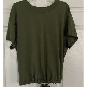 Old Navy Large Loose Fit Crop Top Cutout Back Army Green Gather Tie Waist